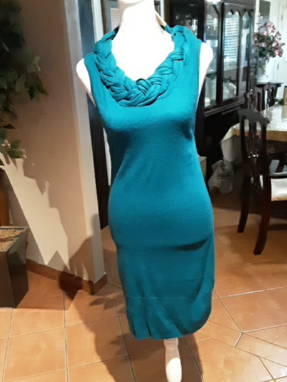 Forever 21 Teal Braided Neck Midi Dress - Women
